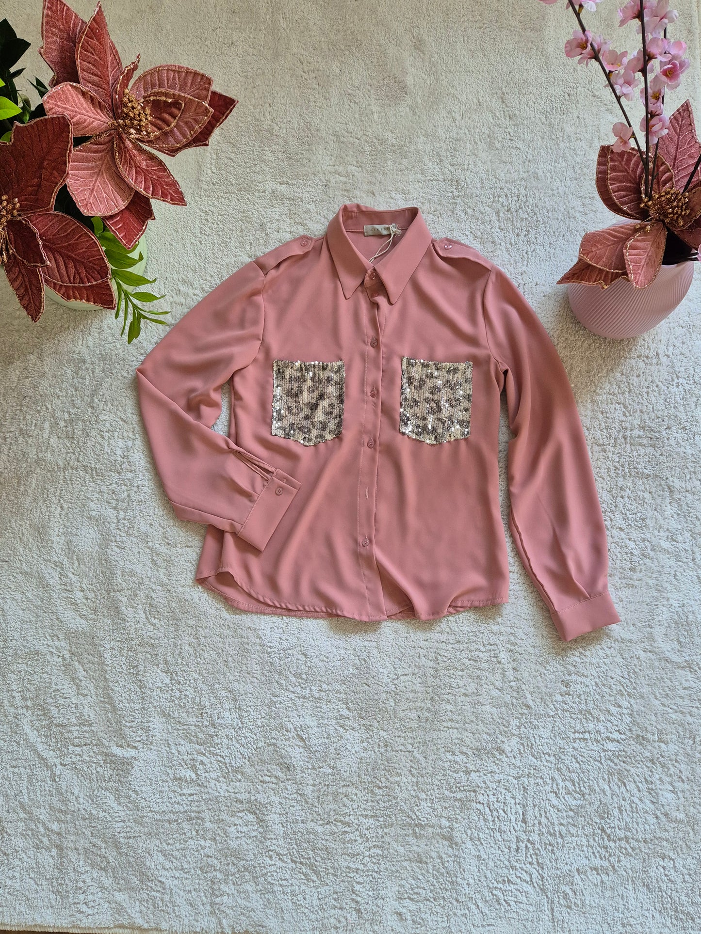Camicia con tasche pailettes