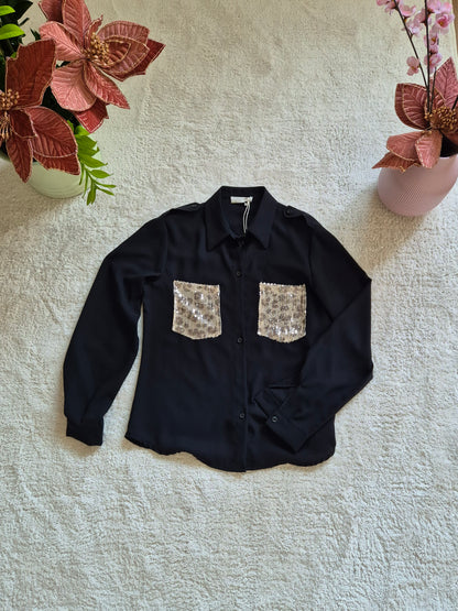 Camicia con tasche pailettes