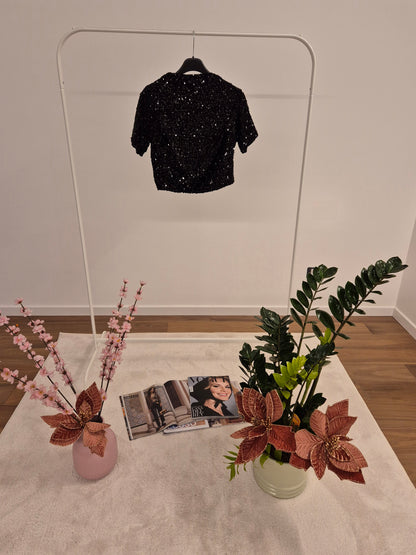 Maglia crop con pailettes