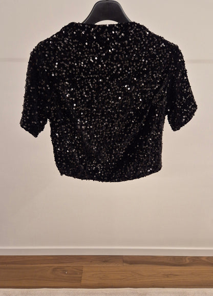 Maglia crop con pailettes