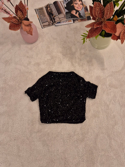 Maglia crop con pailettes