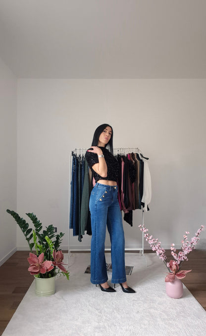 Maglia crop con pailettes